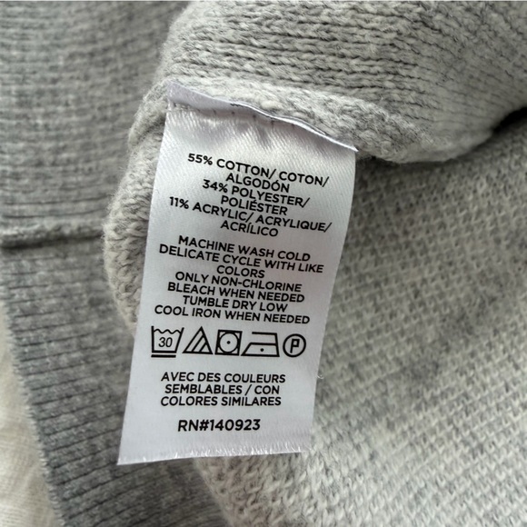 LOFT Gray Gingham Checkered Heart Knit Sweater - Picture 3 of 3